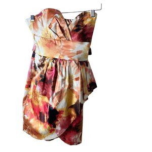 SPEECHLESS FLoral Satiny Strapless Mini Dress Size 3